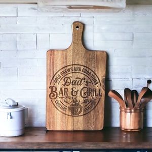 16x9 Acacia Engraved Dads Bar And Grill Cutting Board